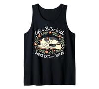 Life is Better with Books Cats Coffee Reading Cat Cafe Kitty Tank Top