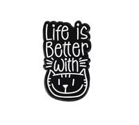 Life Is Better With Cat Pin, Cat Mom Enamel Pin, Funny Kitten Mommy Badge Brooch, Cute Meow Mama Brooches, Funny Meow Lady Gift, Kitten Mom Gift Backpacks Bags Jackets