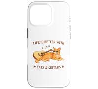 Life is Better With Cats And Guitars Orange Cat Guitarist Case for iPhone 16 Pro