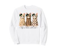 Life Is Better With Cats Leopard Polka Dot Plaid Pattern Sweatshirt