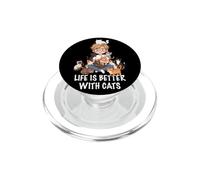 Life Is Better With Cats Lover Man Boy Cat Dad PopSockets PopGrip for MagSafe