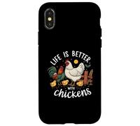 Life Is Better With Chickens Farm Rooster Hen Chick Case for iPhone X/XS