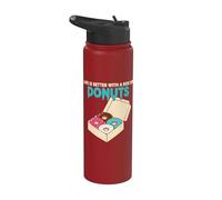Life is Better with Donuts Sweet Treat Lover Stainless Steel Insulated Water Bottle