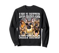 Life is Better with German Shepherd 90s Style Dog Owner Sweatshirt
