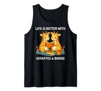 Life is Better with Giraffes and Books Cute Giraffe Lover Tank Top