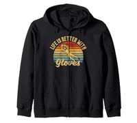 Life Is Better With Gloves Goalie Retro Vintage Zip Hoodie
