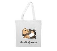 Life is better with guinea pigs kawaii quote - style 7 tote style shopping bag - white