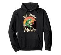 Life is Better with Music, Fun Cute Frog playing Piano Pullover Hoodie