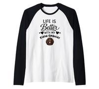 Life is Better with My Field Spaniel Field Spaniel Dog Raglan Baseball Tee