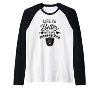 Life is Better with My Monkey Dog Affenpinscher Dog Raglan Baseball Tee