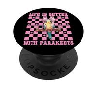 Life Is Better With Parakeets Budgie Parrot Girl Coquette PopSockets Adhesive PopGrip