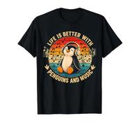 Life is Better with Penguins Music Lover Musician Teachers Value Graphic T-Shirt, Men, Black, M