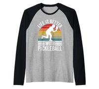 Life is Better with Pickleball Funny Pickler Raglan Baseball Tee