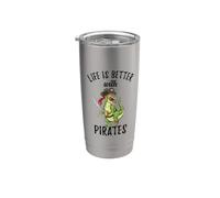 Life is Better with Pirates Dinosaur Stainless Steel Insulated Tumbler