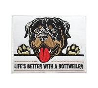 Life is Better with Rottweiler Patch, Dog Patch, Kids Rhymes Patch, Embroidered Iron on Sew on Patch Badge for Clothes etc. 10x8cm