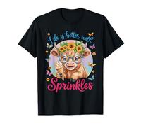 Life is Better with Sprinkles Highland Cow Ice Cream Summer T-Shirt