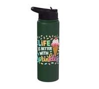 Life is Better with Sprinkles Ice Cream Lovers Summer Stainless Steel Insulated Water Bottle
