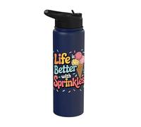 Life is Better with Sprinkles Ice Cream Sweet Stainless Steel Insulated Water Bottle