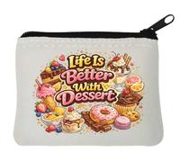 Life is Better with Sweet Treats Neoprene Coin Purse Pouch 10x11cm White
