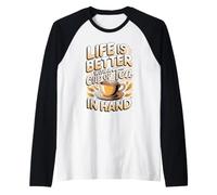 Life is Better with Tea in Hand Green Tea Matcha Raglan Baseball Tee