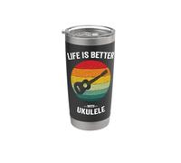 Life is Better with Ukulele Hawaiian Ukelele Guitar Uke Stainless Steel Insulated Tumbler