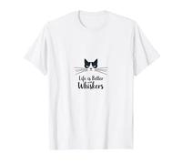 Life is Better with Whiskers - Cat Lover's Whimsical T-Shirt, Men, White, 4XL
