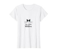 Life is Better with Whiskers - Cat Lover's Whimsical T-Shirt, Women, White, L