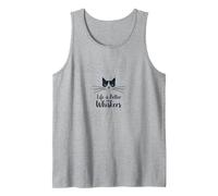 Life is Better with Whiskers - Cat Lover's Whimsical Tank Top, Men, Heather Grey, L