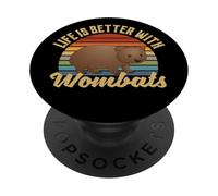 Life Is Better With Wombats Retro Vintage PopSockets Adhesive PopGrip
