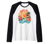 Life is Calling and I Must Go Tropical Beach Sunset Raglan Baseball Tee