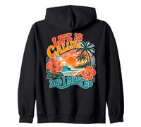 Life Is Calling and I Must Go Tropical Beach Sunset Zip Hoodie