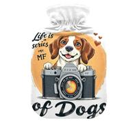 Life is Dogs Beagle Camera Funny Hot Water Bottles with Soft Cover, 2L Hot Compresses for The Body for Period Cramps