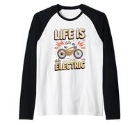 Life is Electric Ebike Electric Bike Rider Raglan Baseball Tee