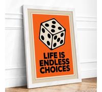 Life Is Endless Choices Typography Framed Wall Art Print A4 (29.7×21cm) White, Wall Decor for Living Room, Bedroom, Office & Home, Ready to Hang, Art Gift