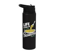 Life is Full of Pastabilities Italian Pasta Lover Pun Stainless Steel Insulated Water Bottle
