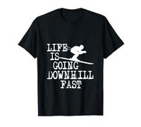 Life is Going Downhill - Skiing, Ski Mountains, Skis, Adults T-Shirt