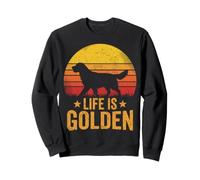 Life is Golden Retriever Dog Retro Vintage Sunset Sweatshirt
