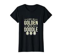 Life is Golden with a Doodle - Goldendoodle Value Graphic T-Shirt, Women, Black, L