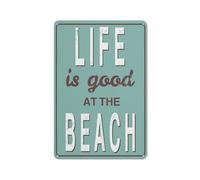 Life Is Good At The Beach Sign 12 X 8 Inches Reflective Aluminum Metal Warning Signage With Symbol For Indoor Outdoor Use