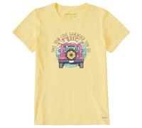 Life Is Good Crusher-lite Women's Short Sleeve Cotton Graphic T-Shirt Take Your Love Size 4x4, Sand Yellow, S
