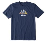 Life is Good Crusher T Men's Standard T-Shirt, Short Sleeve, Cotton, Crew Neck, Graphic, Happy Hour, Dark Blue, L