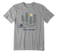 Life Is Good Crusher Tee Men's Short Sleeve Cotton Graphic T-Shirts Bernese Hiking Through The Forest Heather Grey L