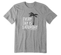 Life Is Good Men's Crusher Graphic T-Shirt, Every Day is Saturday, Heather Gray, Medium