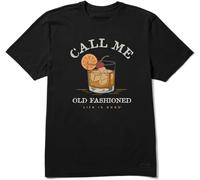 Life Is Good Men's Crusher Tee Call Me Old Fashioned, Jet Black - L