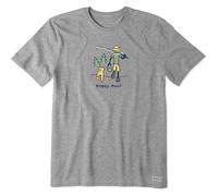 Life Is Good Men's Crusher Tee Happy Hour Fish Printed Short Sleeve Cotton T-Shirts, Heather Grey, M