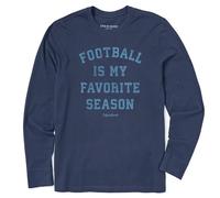 Life is Good Men's Crusher Tee, Long Sleeve Cotton Graphic T-Shirts, Football is My Favorite Season, Darkest Blue, Large