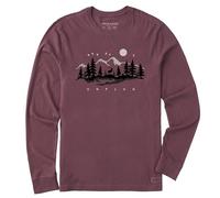 Life is Good Men's Crusher Tee, Long Sleeve Cotton Graphic T-Shirts, Unplug in The Outdoors, Mahogany Brown, Mahogany Brown, S