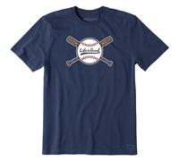 Life is Good Men's Crusher Tee, Short Sleeve Cotton Graphic T-Shirts, Baseball and Bats, Darkest Blue, XXL