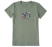 Life Is Good Men's Crusher Tee, Short Sleeve Cotton Graphic T-Shirts, Stay Cool Jake, Moss Green, Large
