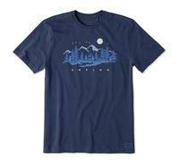 Life is Good Men's Crusher Tee, Short Sleeve Cotton Graphic T-Shirts, Unplug in The Outdoor Fashion, Darkest Blue, XX-Large